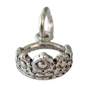 Sterling Silver Crown Tiara Charm Pendant L116
